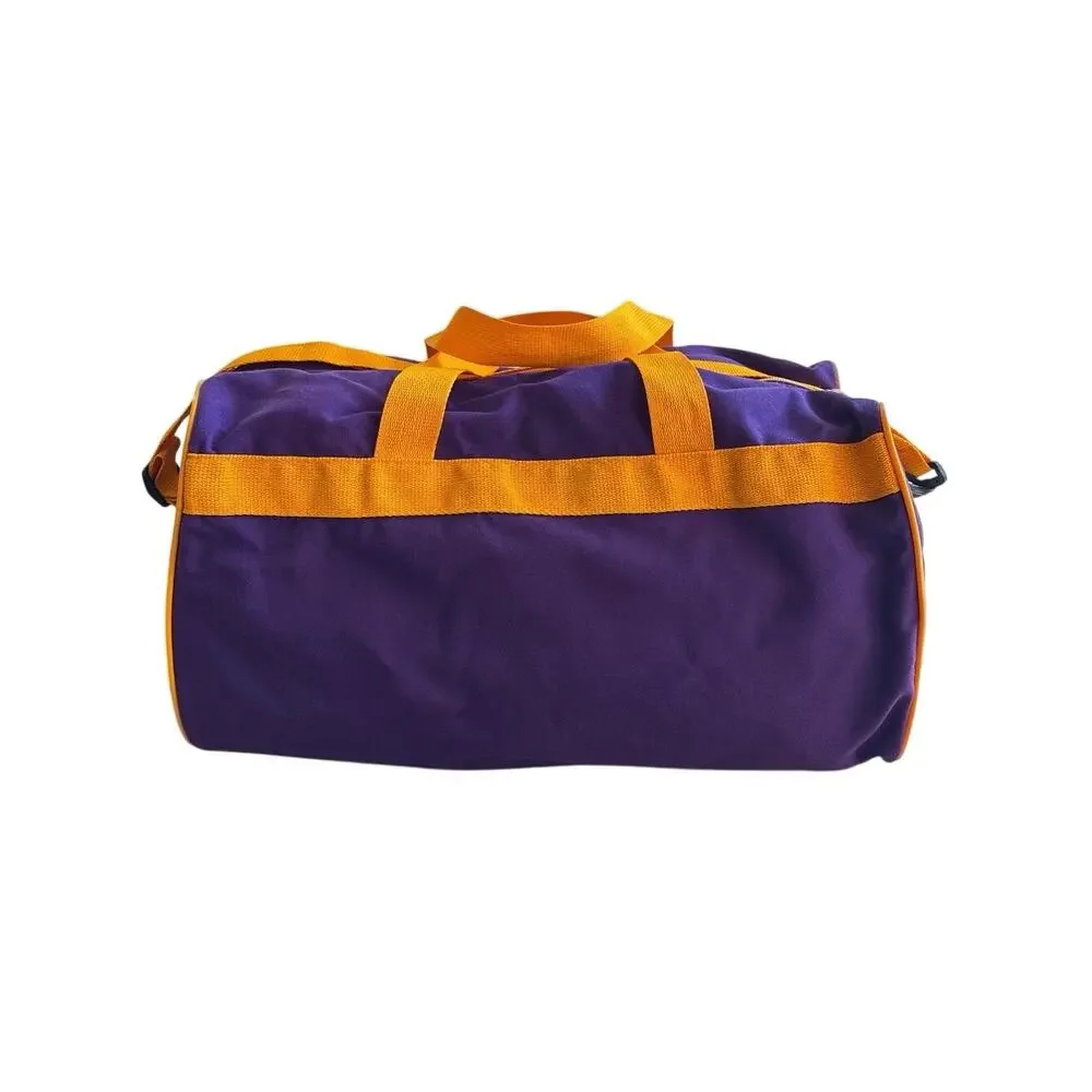 Vintage 1990s Minnesota Vikings Duffel Bag Purple Yellow USA Made NASCO Strap